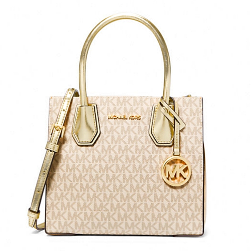 NWT - Authentic Mercer Medium Signature Logo & Metallic Accordion Crossbody Bag
